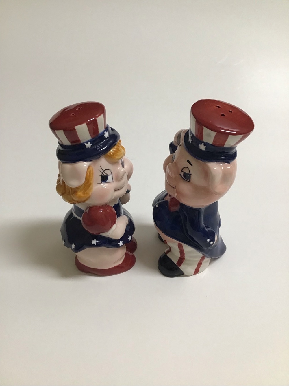 Patriotic Pigs Salt & Pepper Shakers Uncle Sam Americana USA Ceramic 4th of July - Picture 13 of 14